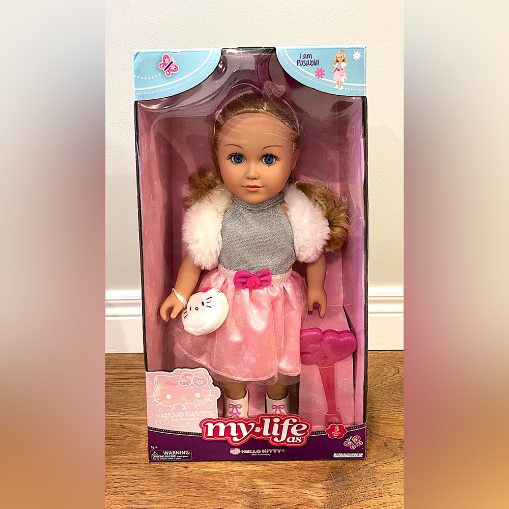 My Life As Poseable Hello Kitty 18" Doll, Blonde Hair, 50th Anniversary